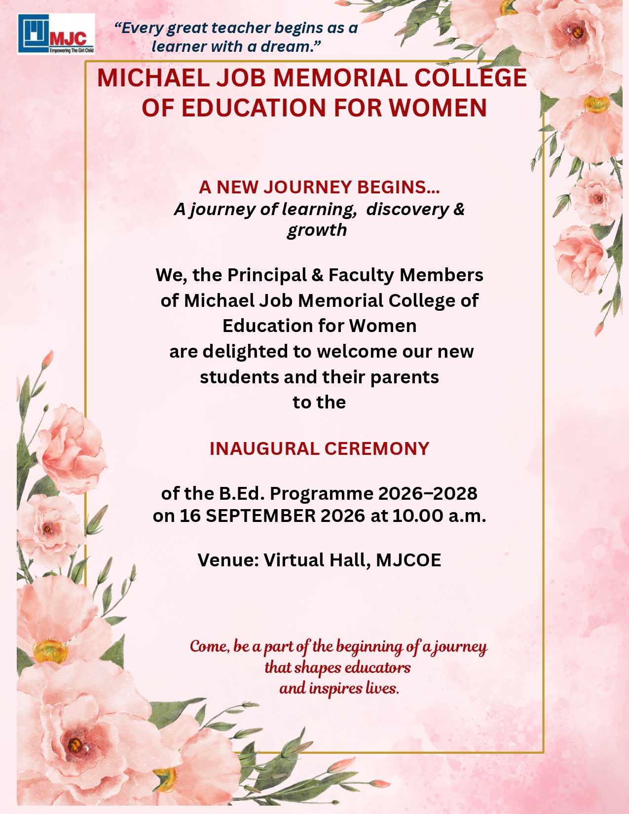 Inaugural Ceremony of the B.Ed Programme 2026-2028 Batch